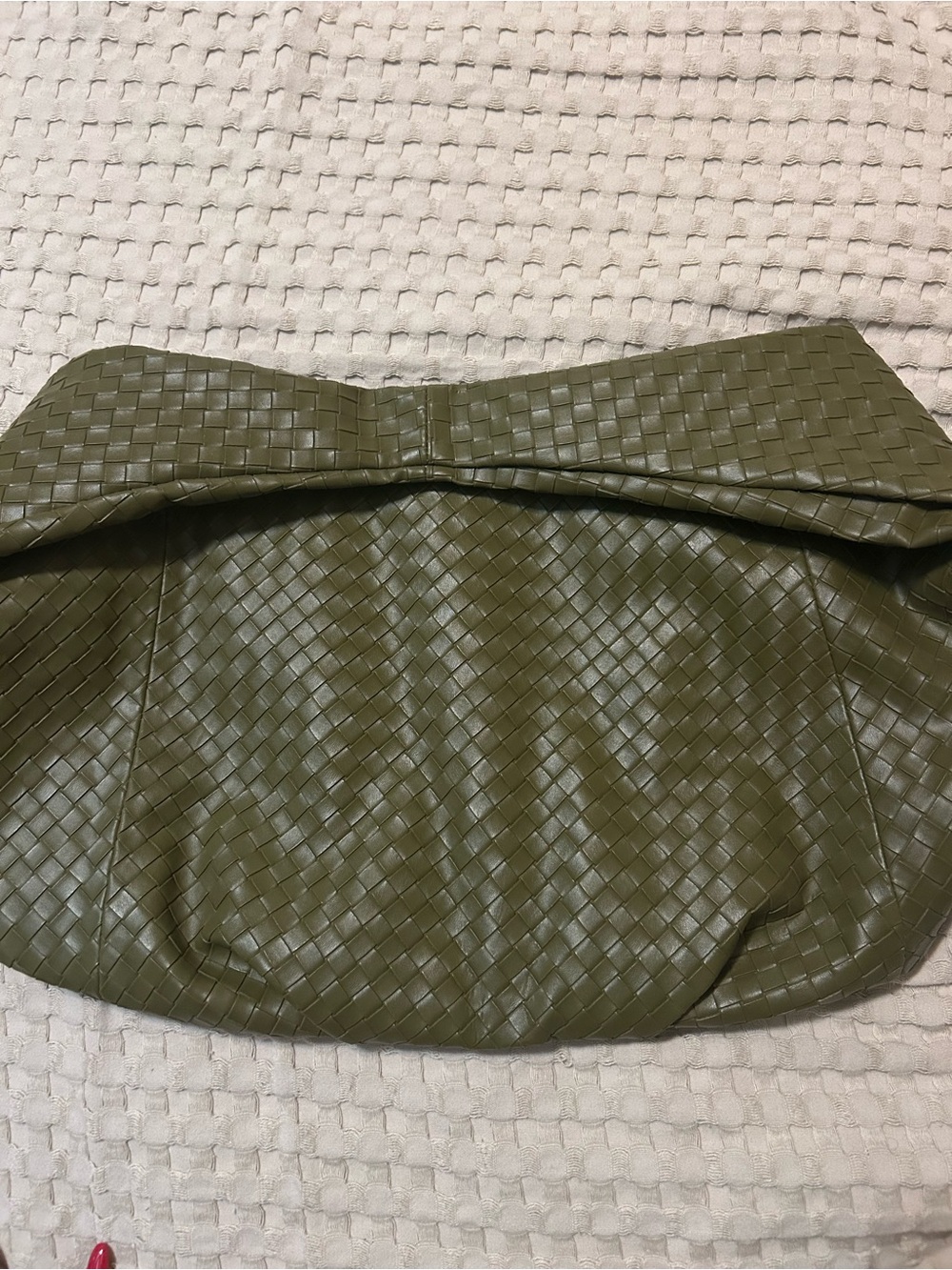 Woven Olive Green Clutch Bag